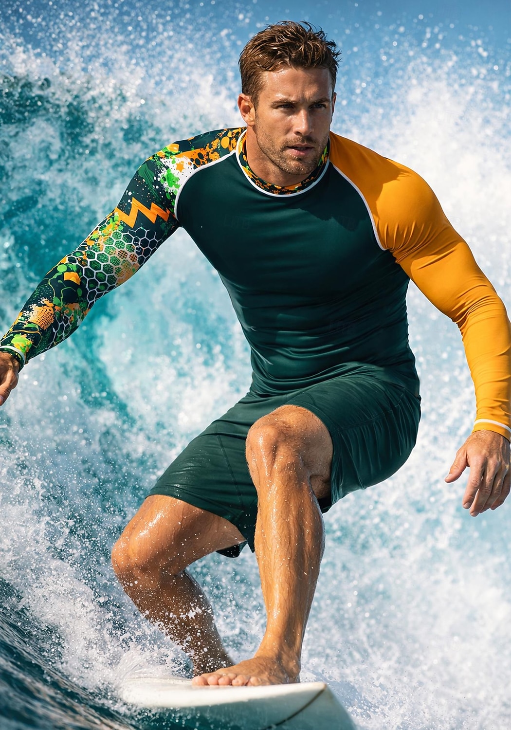 Men's Standard Rash Guard Swim Shirt Geometric Abstract Camo / Camouflage UPF50+ UV Protection Quick Dry Long Sleeve Swimwear Sun Shirt Surfing Canoeing Beach Summer 2026 - $27.99 –P5