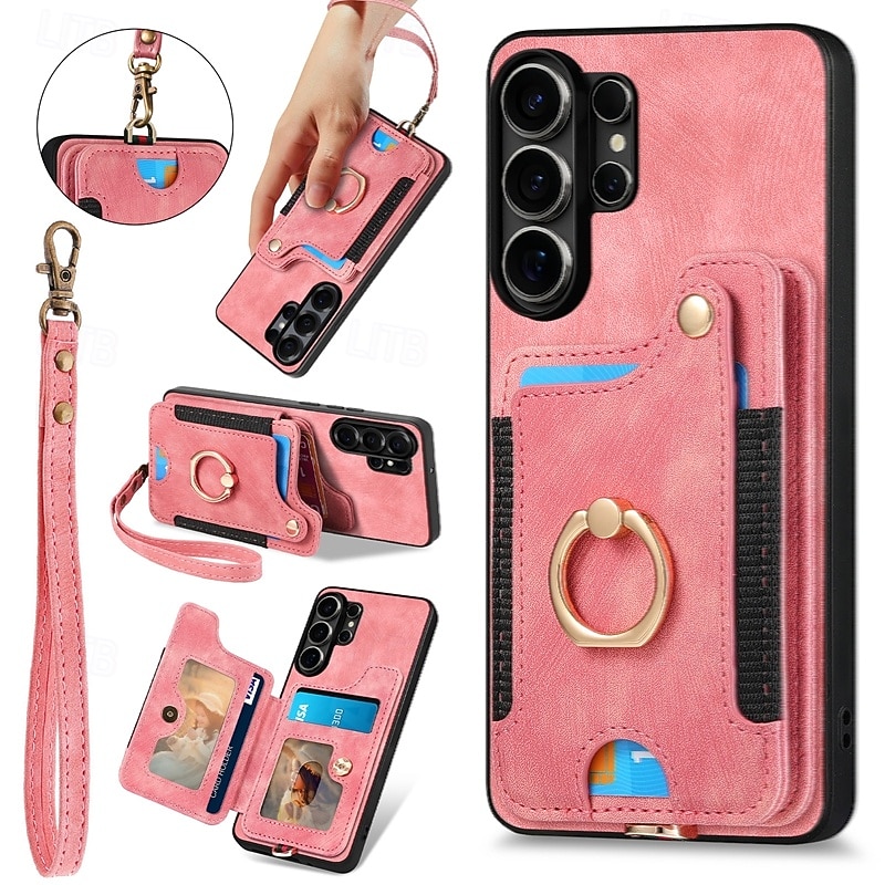 Phone Case For Samsung Galaxy S26 S25 Edge S24 S23 FE S22 Plus  Ultra A56 A36 A26 A16 A06 Wallet Case with Wrist Strap Shockproof TPU PU Leather 2026 - $17.99 –P1