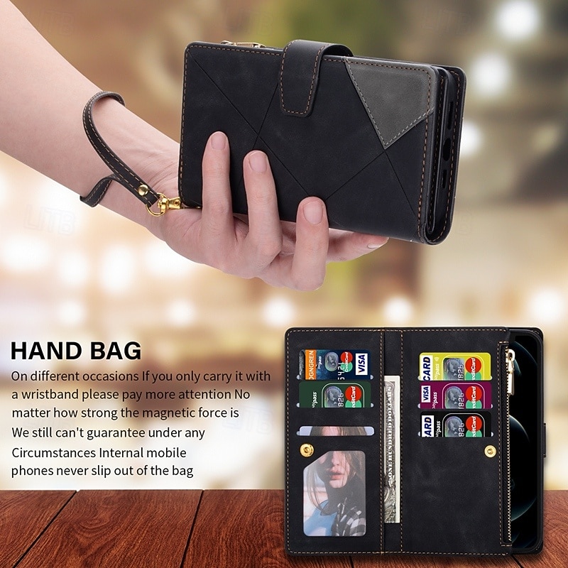 Phone Case For Samsung Galaxy S26 S26 Plus S26 Ultra Wallet Case Zipper Full Body Protective Kickstand Geometric Pattern PU Leather 2026 - $20.99 –P8