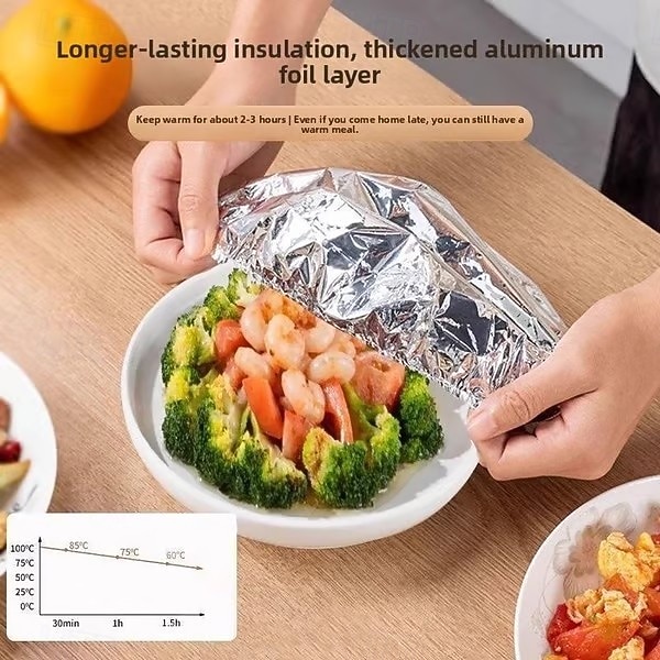 100 tapas de aluminio para conservar el calor: tapas reutilizables para recipientes de alimentos, a prueba de fugas y con cierre hermético, perfectas para almacenar alimentos, mantienen la comida 2026 - $13.99 –P3