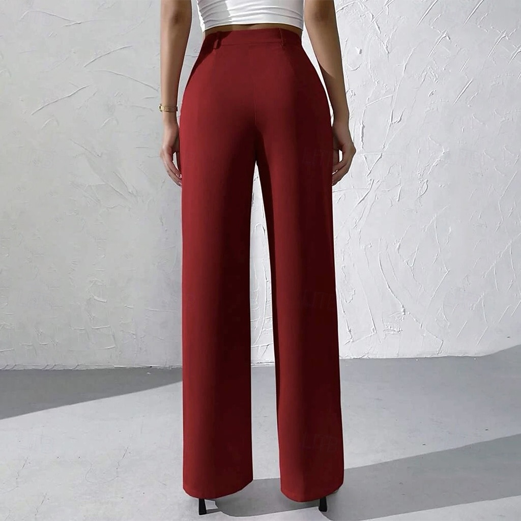 Pentru femei Pantaloni Costume Pantaloni de vară Vacanță Modă Casul Zilnic Lungime totală Talie Înaltă Culoare solidă Simplu Fermoar Buzunar Picior Larg Confort Ușor Απαλό Micro-elastic Haine de 2026 - $37.99 –P13