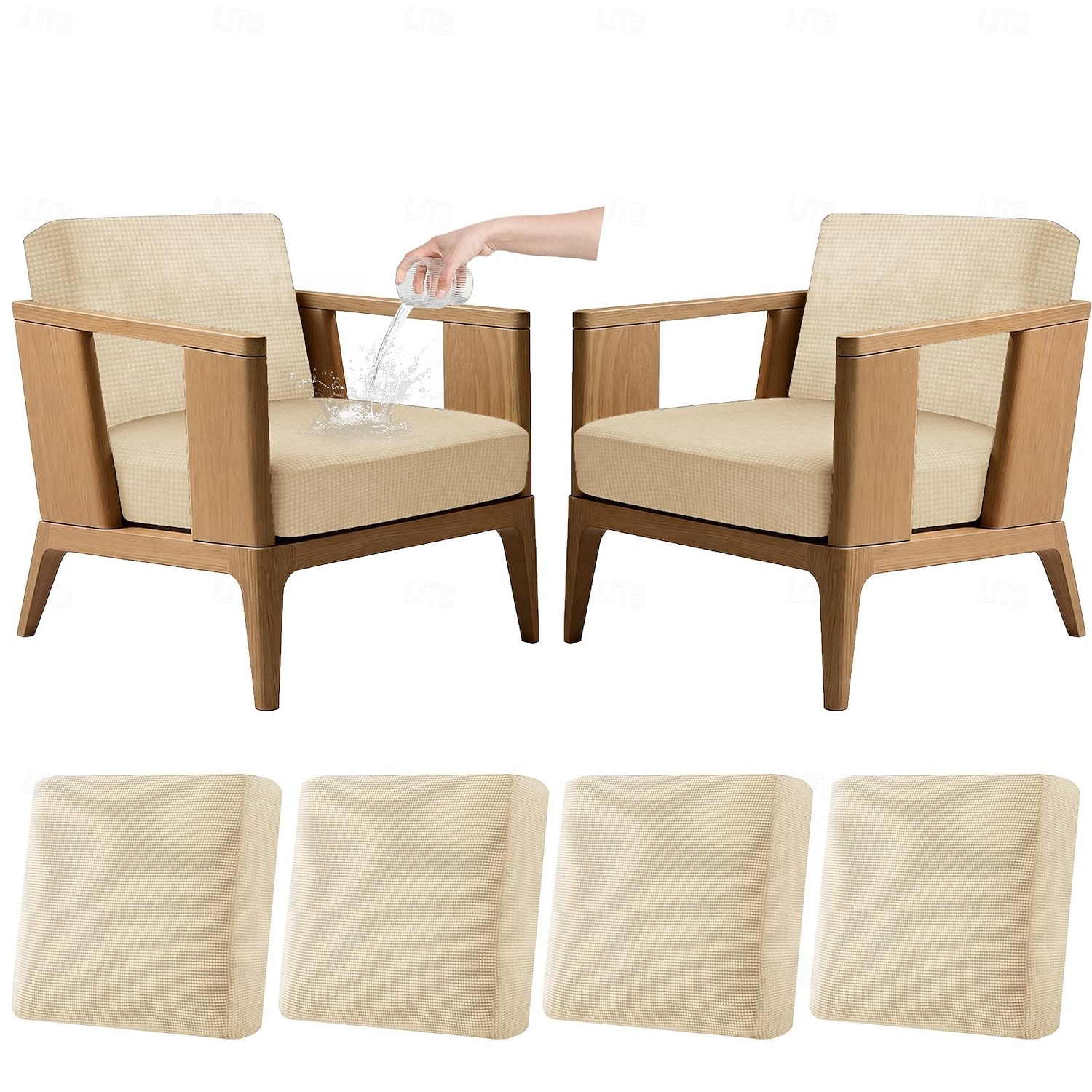 4 stuks stretch kussenhoezen voor buiten, 100% waterdicht, vervangende hoezen voor tuinbanken en -sofa's, wasbare en herbruikbare meubelbeschermers. 2026 - $45.99 –P23