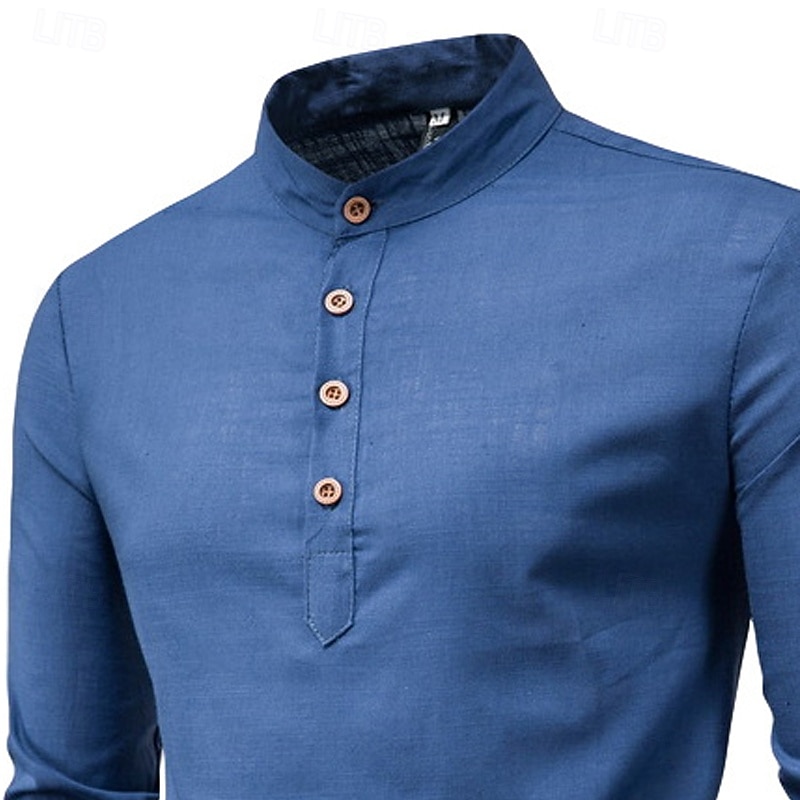 Per uomo Camicia Camicia elegante Camicia con Bottoni Pullover Tinta unica Quotidiano Affari Nero Bianco Marrone Blu scuro Manica Lunga Collo ripiegato Tutte le stagioni Abbigliamento Puro del 2026 a $10.49 –P7