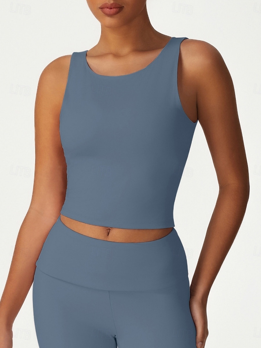 Women's Solid Colored Sports Tank Top Tennis Bra Sports Bra Sleeveless Quick Dry Shockproof Moisture Wicking Breathable Tennis Pickleball Running Crew Neck Top Black Pink Blue Tennis Clothing 2026 - $17.99 –P11