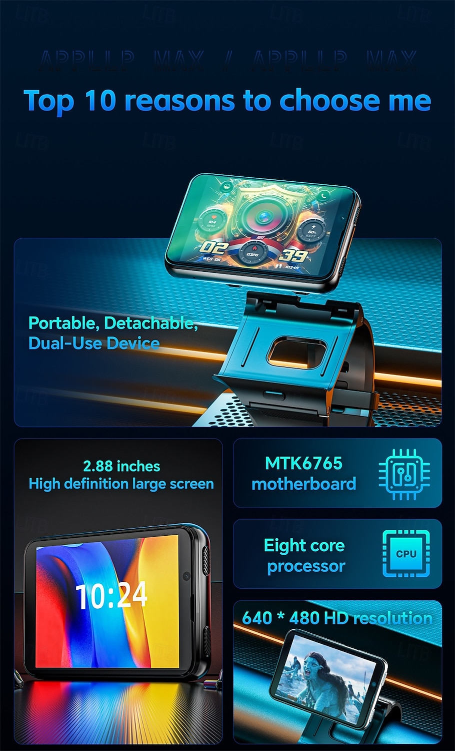 Relógio inteligente Lokmat Appllp Max de 2,88 polegadas com 4G LTE, pedômetro, calendário e câmera, compatível com dispositivos móveis, unissex, com classificação IPX-4 e caixa de 32 mm. de 2026 por $412.79 –P1