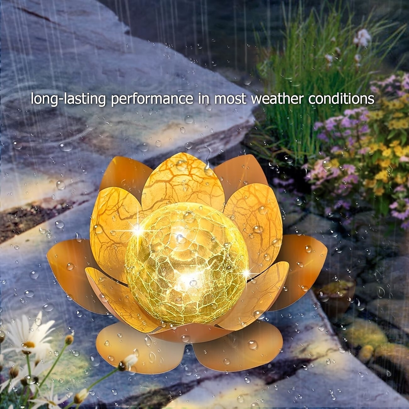 Solar-Powered for Lotus Lamp with Metallic Finish - Waterproof LED Outdoor Garden Light, Spherical Glass Design for Courtyard, Lawn, Walkway, Table Decor - Ideal Gift for Festivals, Outdoor Decor Led 2026 - $35.99 –P6