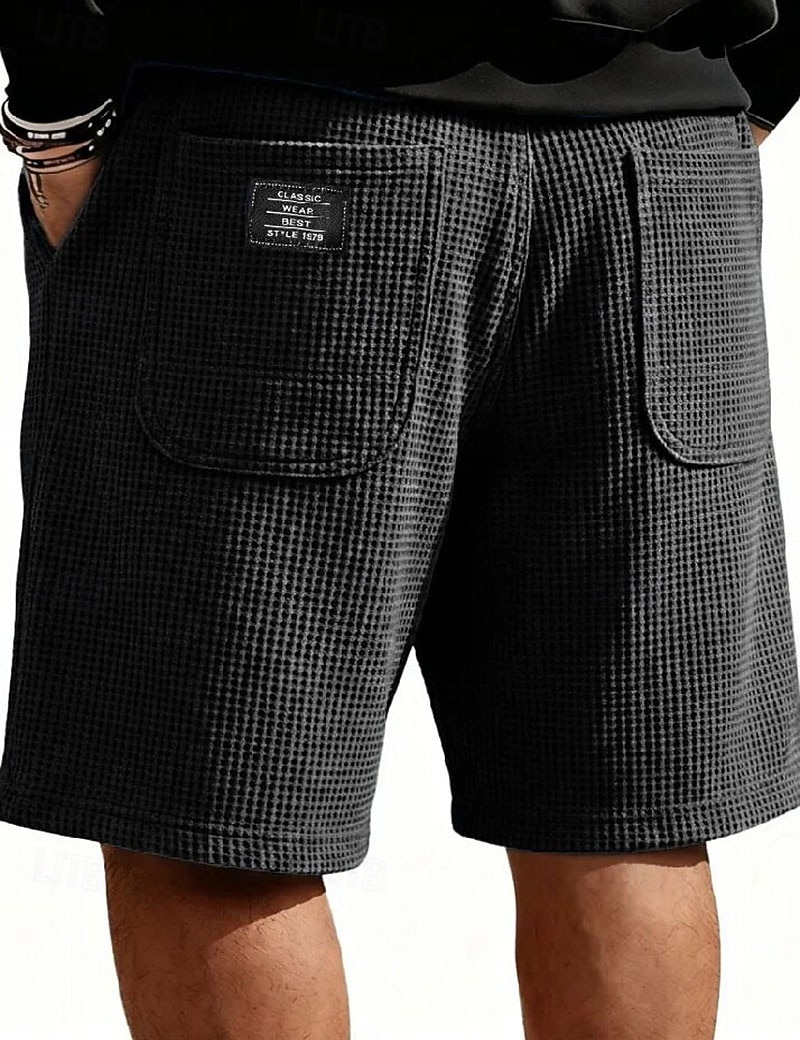 Homme Short gaufré Shorts Short décontracté Avec Poches Taille Élastique Uni À carreaux Confort Respirant Longueur Genou Occasionnel Extérieur Vacances Vacances Mode Noir Blanche Micro-Élastique de 2026 ? $25.99 –P8
