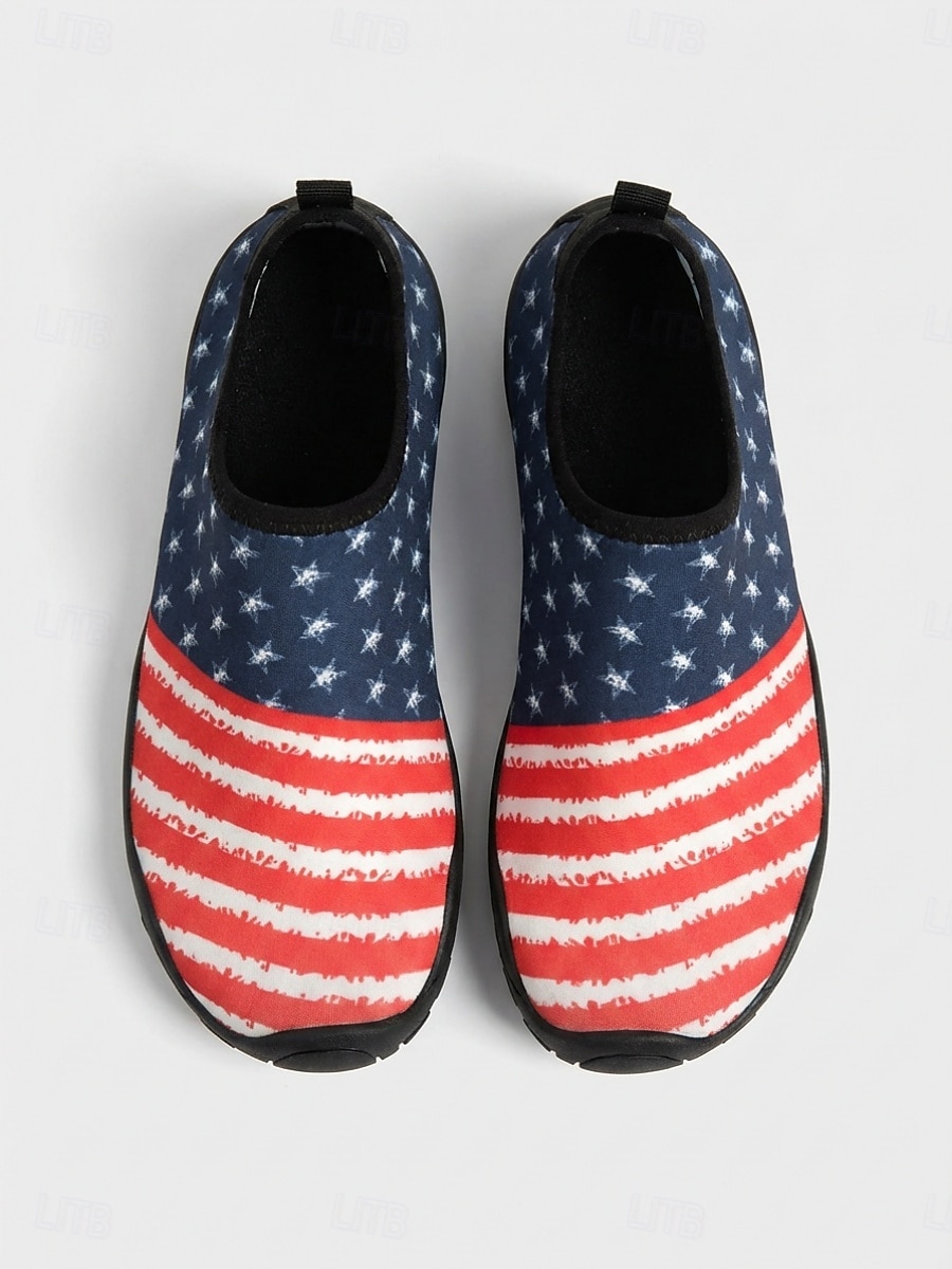 Zapatos acuáticos para mujer conmemorativos del 250.º aniversario de EE. UU.: bandera estadounidense patriótica roja y azul, de secado rápido, ideales para playa, natación, surf y navegación. 2026 - $24.99 –P1