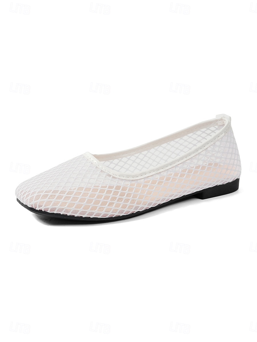 ballerine da donna in rete traspirante bianca, scarpe casual leggere e slip-on per i viaggi, estate &comfort quotidiano del 2026 a $19.99 –P1