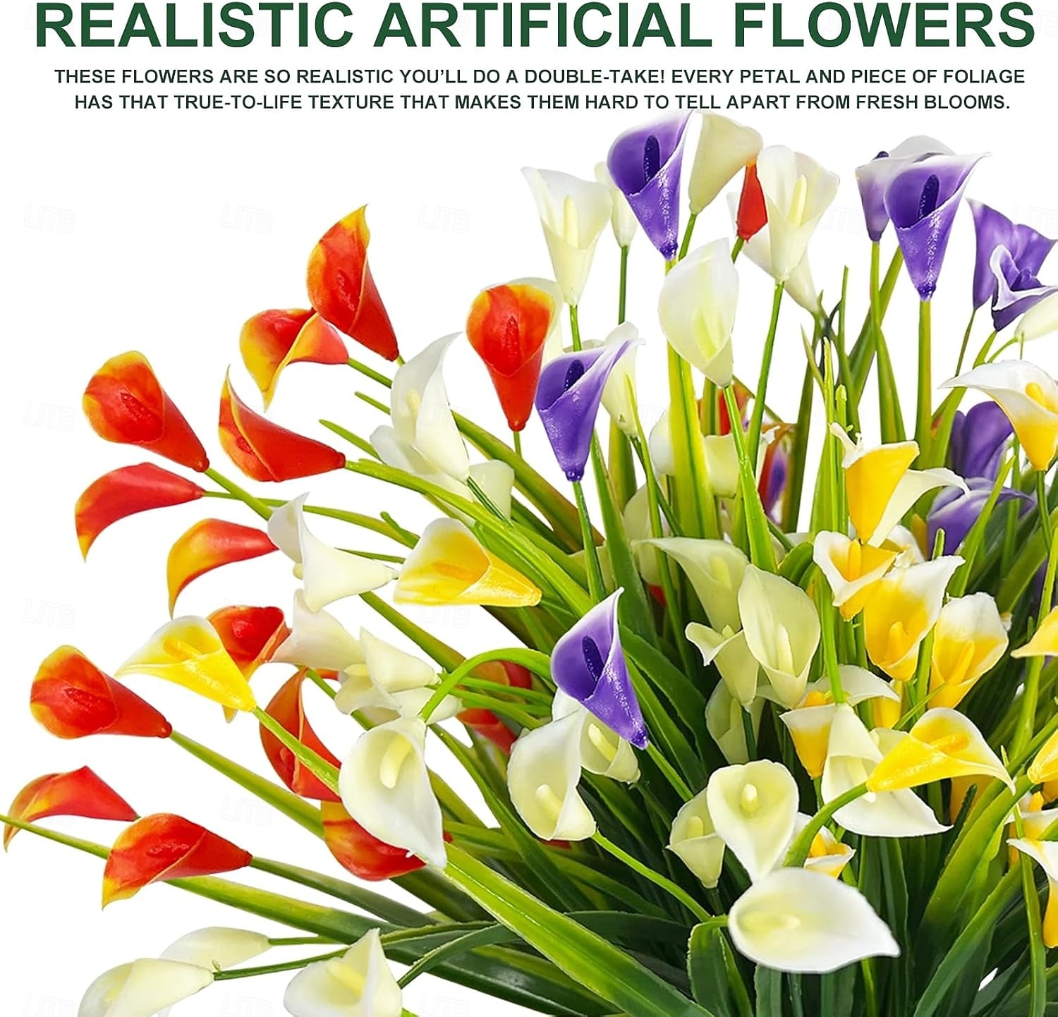10 Bundles Artificial Outdoor Flowers, Faux Calla Lily and Spring Grass Bouquets, Plastic UV Resistant Fake Plants for Garden, Wedding, Home, Hotel Decoration 2026 - $16.99 –P10