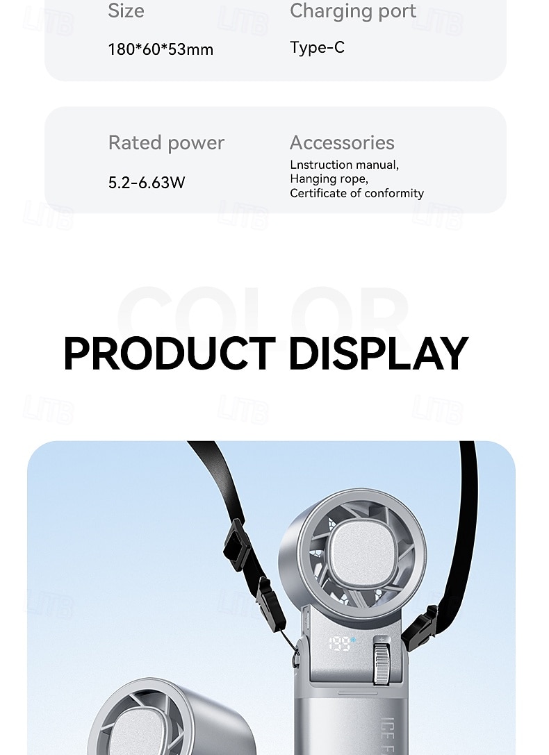 Ventilateur portable avec plaque de refroidissement, 9000 mAh, affichage numérique, 100 vitesses réglables, mini ventilateur pliable avec cordon, ventilateur turbo haute vitesse pour femmes et hommes, de 2026 ? $36.99 –P22