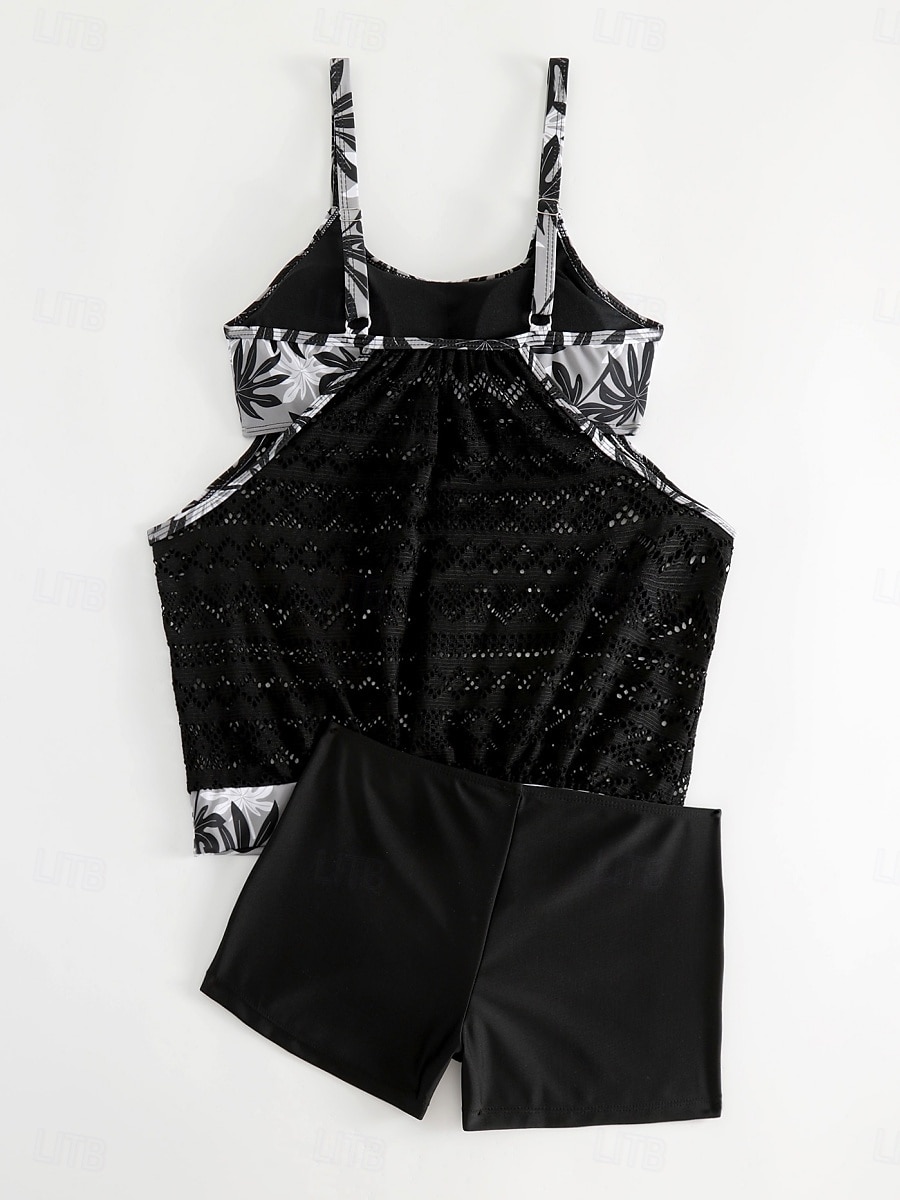 Women's Swimwear Tankini 2 Piece Swimsuit Tummy Control High Waist Cut Out Slim Backless Vacation Beach Wear Floral Scoop Neck Sleeveless Bathing Suits 2026 - $25.99 –P4