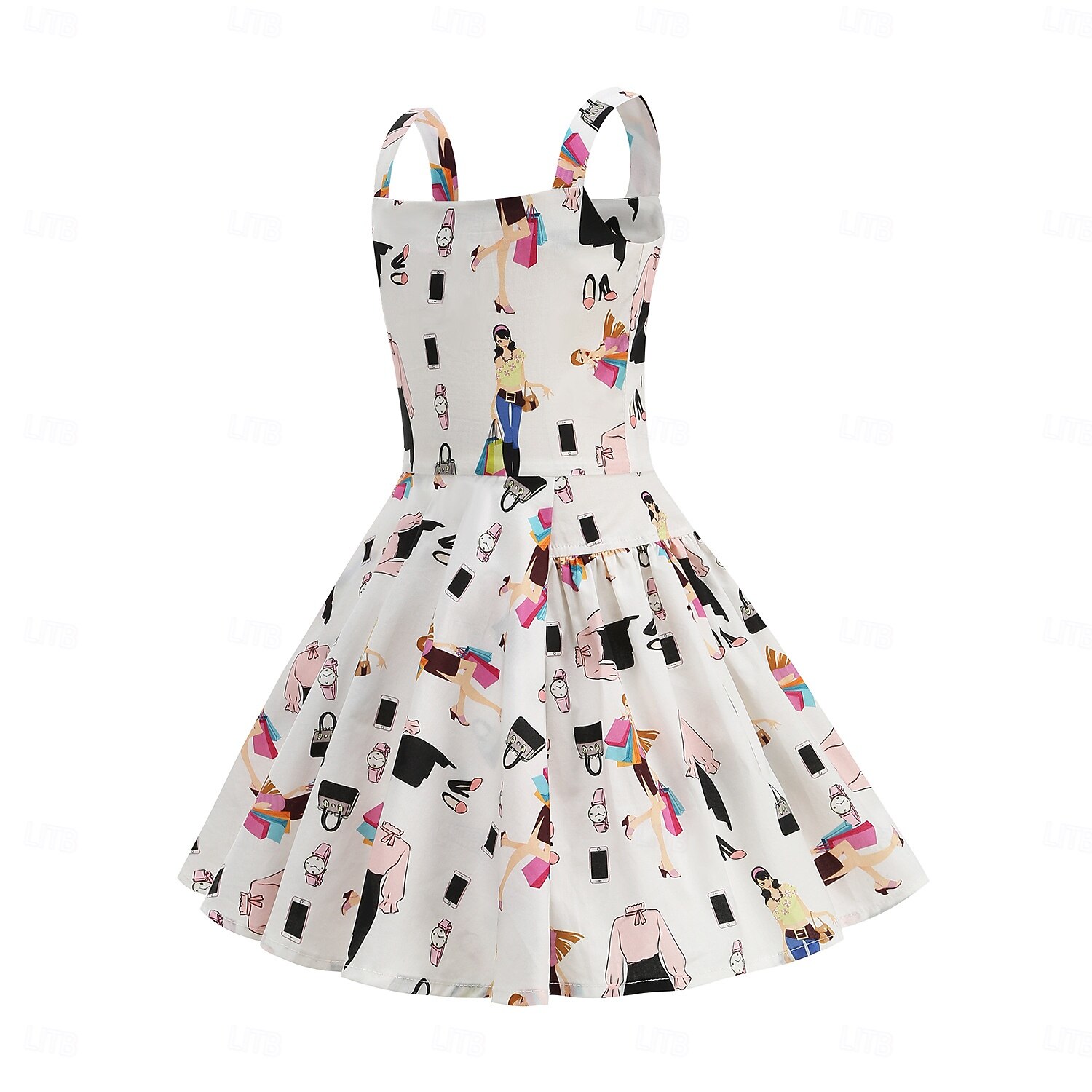 Lata 50. Retro / vintage Do kolan Sukienka Rockabilly Rozkloszowana sukienka Bez rękawów Strój na bal maskowy Dla dziewczynek Halloween Karnawał Bal maskowy Studniówka Wieczorna impreza Przyjęcie 2026 - $39.99 –P11