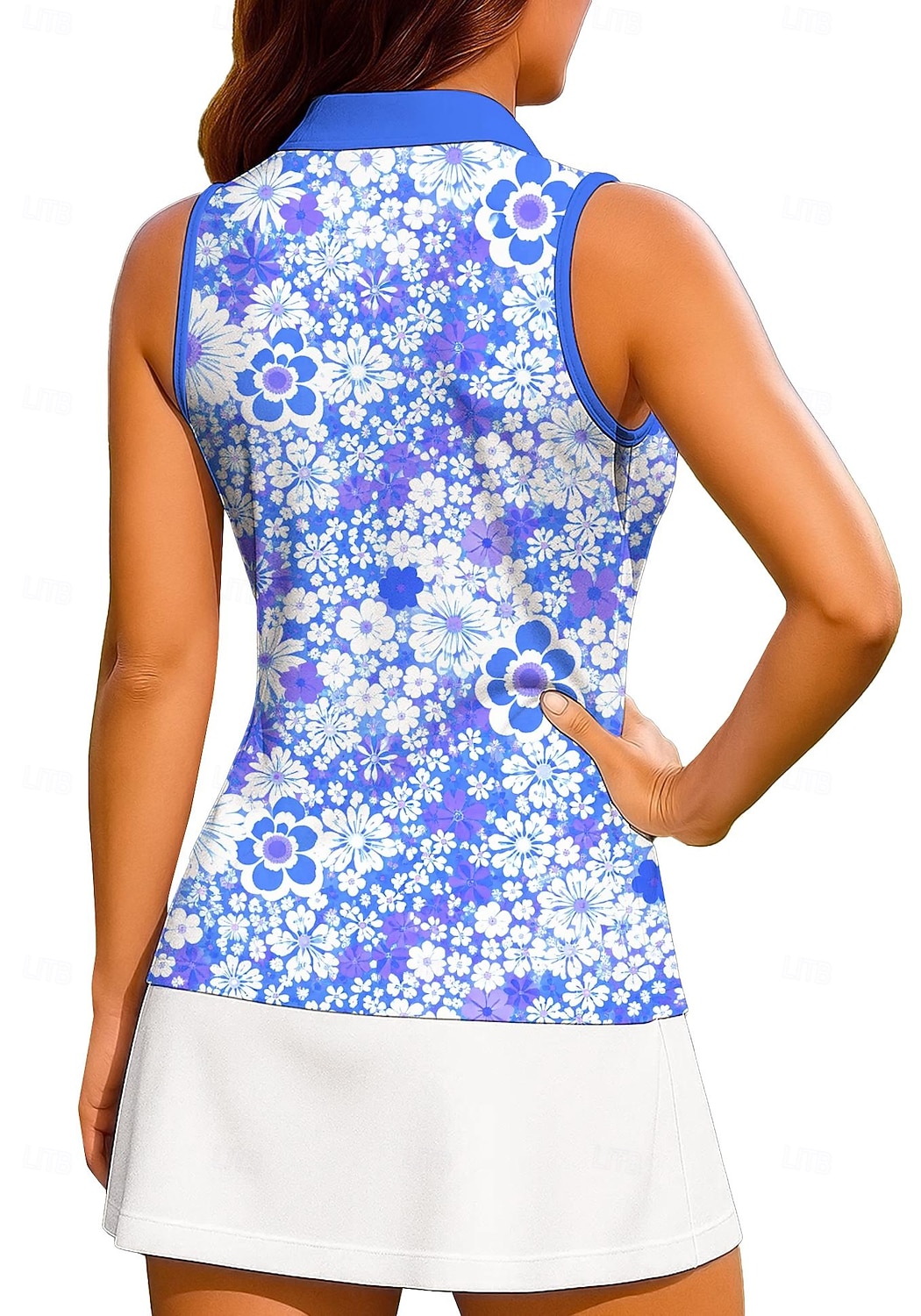 Per donna Floreale Top Maglietta sportiva Polo da golf Maglia da tennis Senza Maniche Cerniera Floreale UPF50+ Resistente ai Raggi UV Alta elasticità Traspirante Pallavolo Tennis Golf Collo ripiegato del 2026 a $18.99 –P2