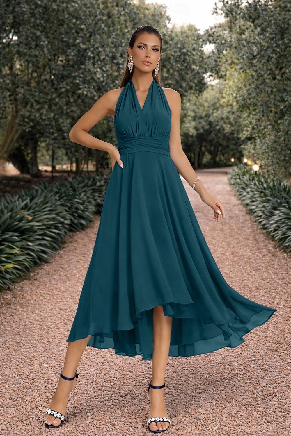 tea party wedding guest dress A-Line Wedding Guest Dresses Elegant Dress Formal Wedding Party Tea Length  Sleeveless One Shoulder Fall Wedding Guest Chiffon with Ruched 2026