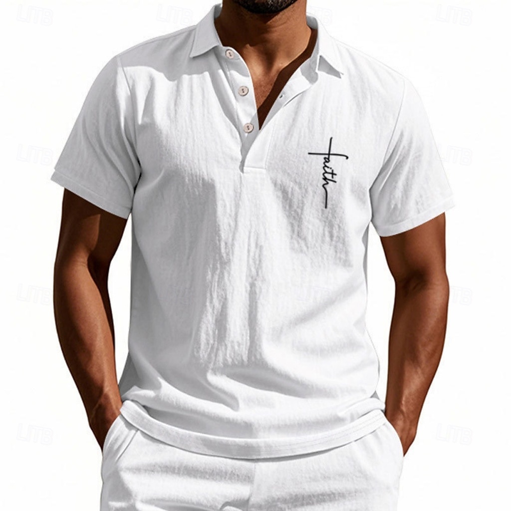 Homens Camisa de linho Camisas Polo Casual Rua Lapela Manga Curta Básico Moderno Cruz Botões Verão Primavera Normal Preto Branco Azul Marinha cáqui Verde Tropa Cinzento Camisa de linho de 2026 por $25.99 –P9