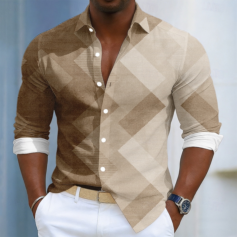 Homme Géométrique Dégradé de Couleur Art abstrait Chemise Chemise Boutonnée manche longue Mode Décontractée Quotidien Extérieur Vêtements de rue Printemps Automne Col Rabattu Impression 3D Chemise en de 2026 ? $27.99 –P4