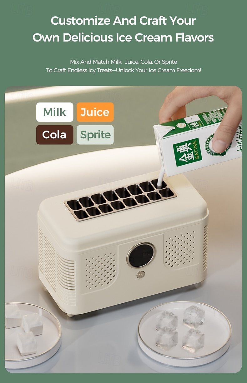 Mini ijsmachine voor op het bureau, draagbare ijsmachine voor thuis, kantoor of camper, maakt ijs in 10-15 minuten, compacte kleine ijsmachine met 12/16 ijsblokjes per cyclus. 2026 - $146.99 –P13