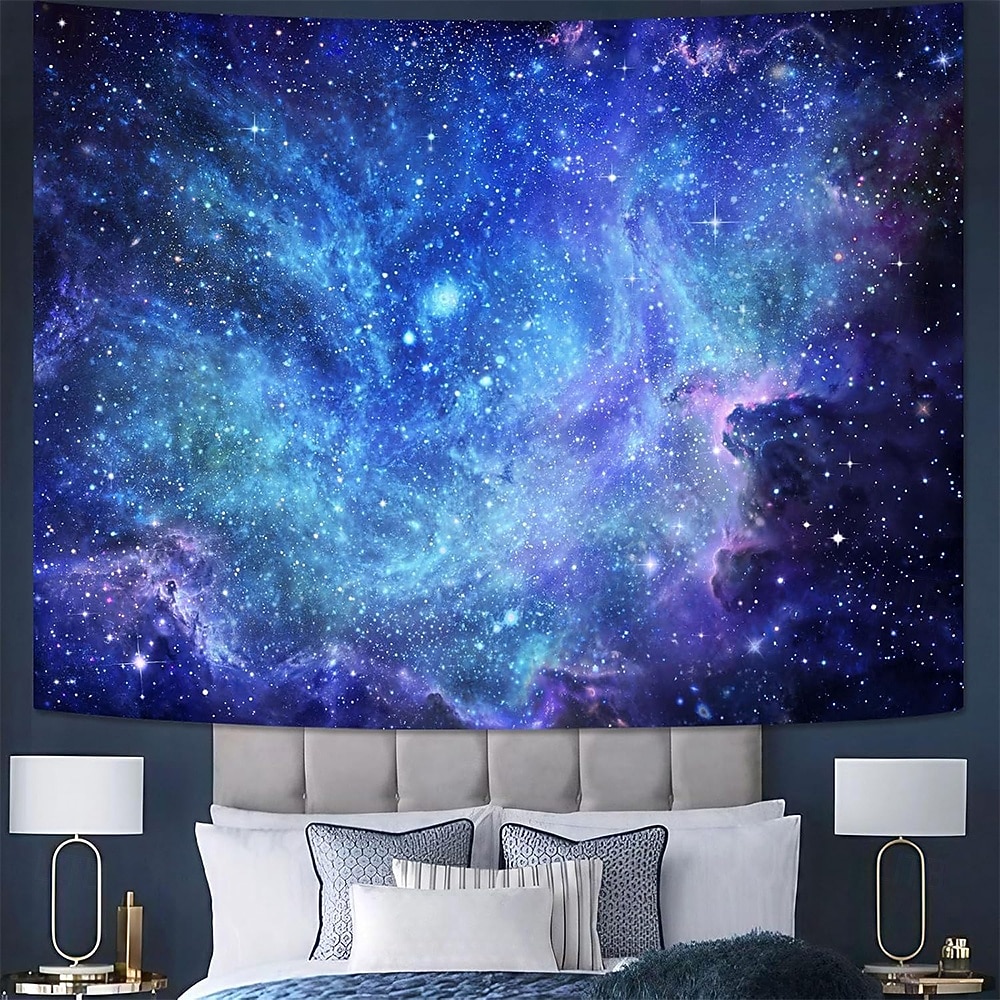 Deep Blue Purple Galaxy Nebula Wall Tapestry Starry Night Sky Outer Space Ethereal Glow Cosmic Wall Hanging for Bedroom Living Room Dorm Aesthetic Backdrop 2026 - $20.99 –P1