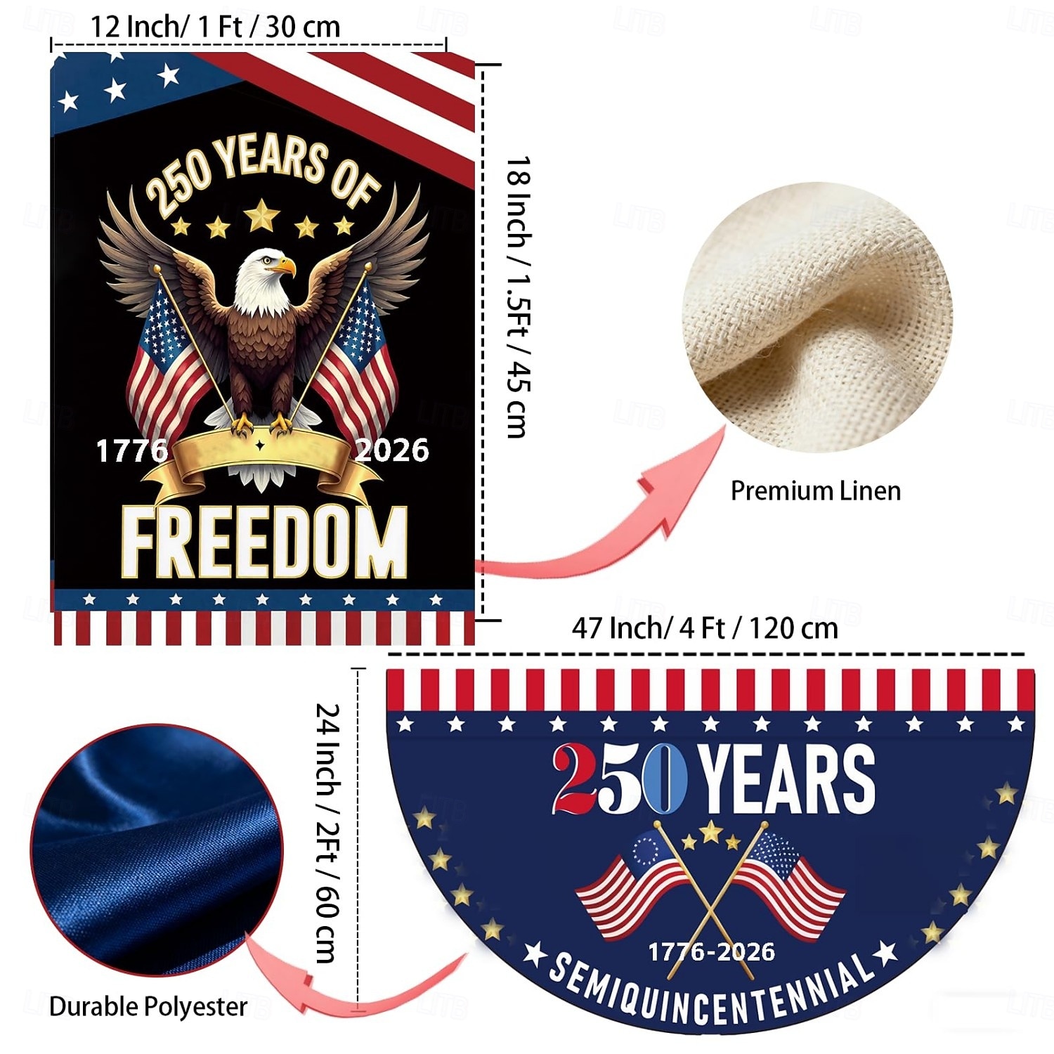 2 db 250. évfordulós amerikai kerti zászló &transzparens zászló, nem redőzött legyezőzászló, kétoldalas hazafias sas mintázat amerikai zászlókkal, emlék 1776-2026, 12 x 18 hüvelyk &2 x 4 láb 2026 - $17.99 –P3