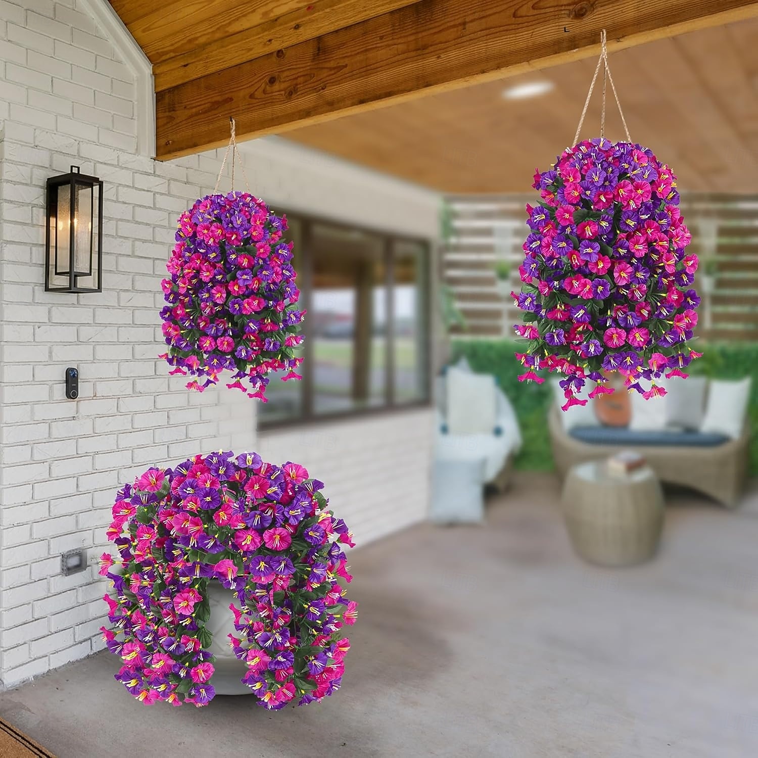 2/4 piezas de flores artificiales colgantes para exteriores, decoración de primavera y verano, de seda sintética, resistentes a los rayos UV, realistas, para el porche, el patio y el balcón del hogar. 2026 - $16.99 –P7