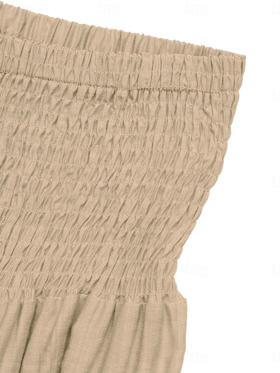 Dame Ferieskjørt Mote Fritid Midi Høy Midje Skjørt عادي Rynket Snorer Mikroelastisk Daglig Gate Kakifarget Sommer Nylon Viskose 2026 - $34.99 –P9