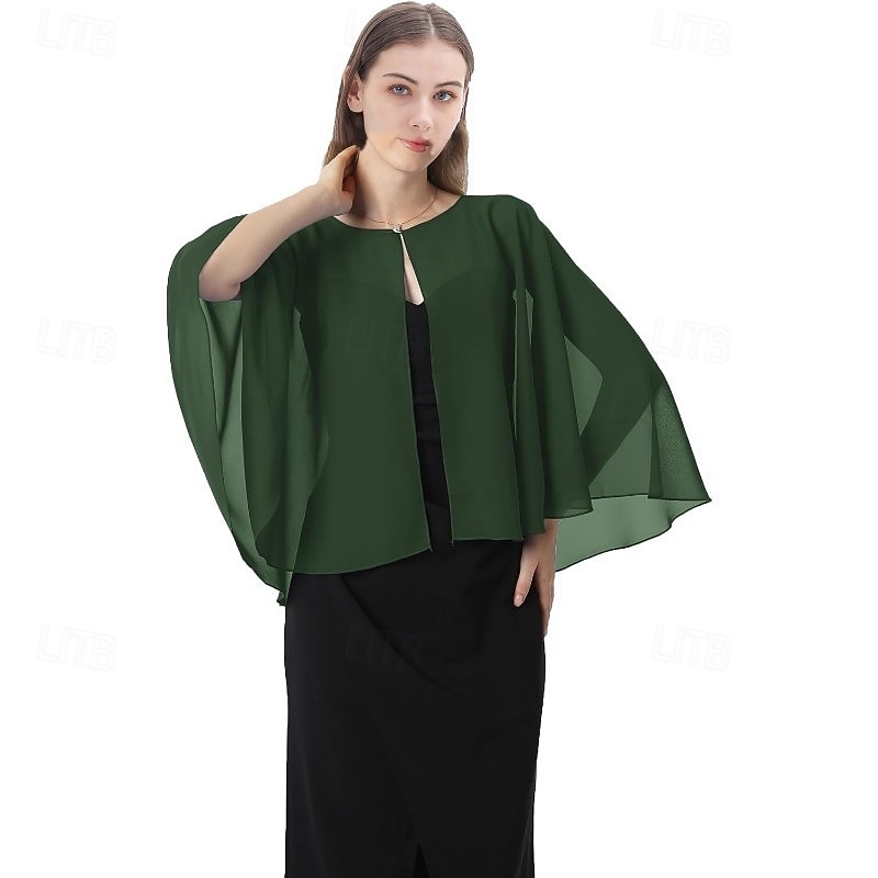 Bolero Envolturas de la madre Envolturas de novia Envolturas de invitados de boda Capa Elegante damas Estilo formal Sin Mangas Gasa Velos de Boda Con Color Puro Para Diario Verano 2026 - $28.99 –P4