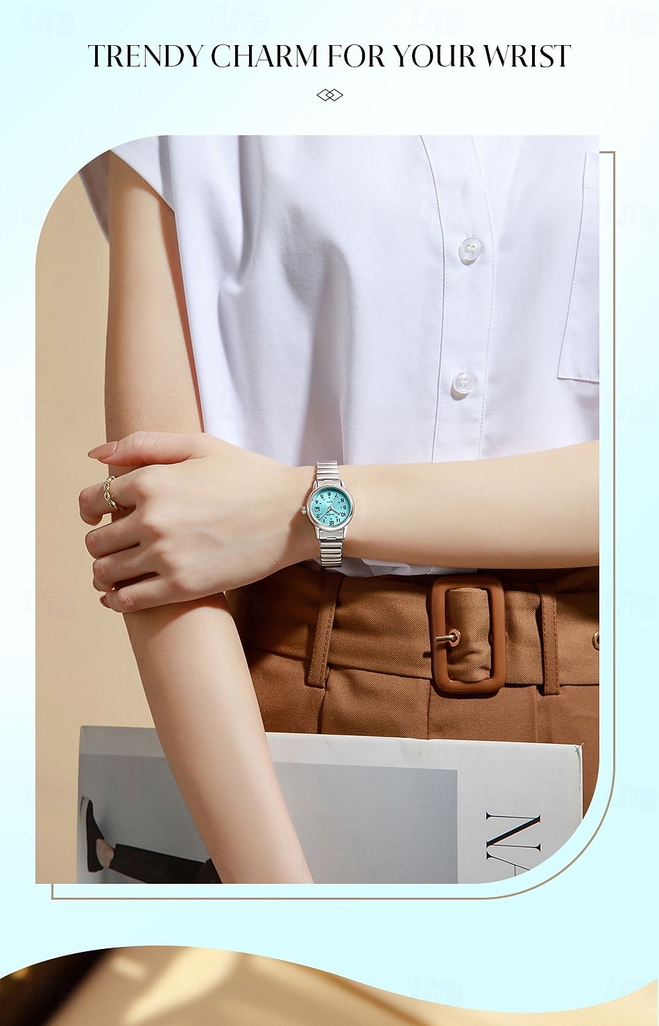 Montre femme facile à lire, à quartz, avec bracelet extensible en acier inoxydable, cadran bleu turquoise avec affichage de la date, étanche, élégante et décontractée, idéale comme cadeau pour femme de 2026 ? $18.99 –P2