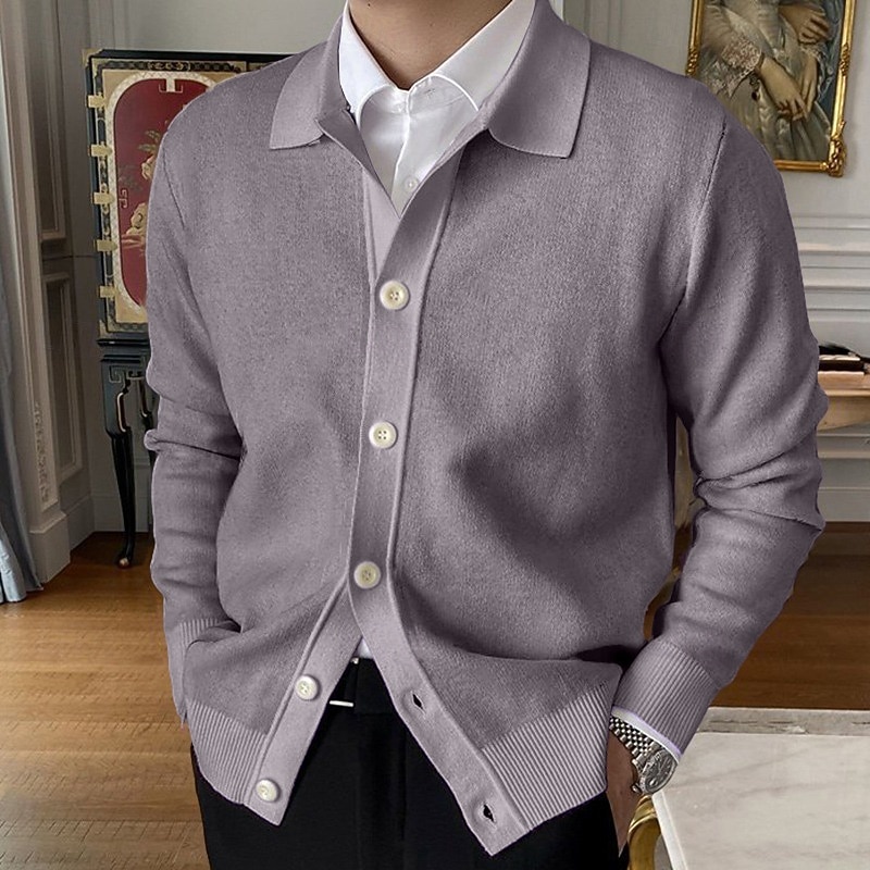 Herr Cardigan Tröja Höst tröja Cropped cardigan tröja Ribbad Sticka Vanliga toppar Stickat Slät Kavajslag Uppvärmning Modernt Modernt Dagliga kläder Utekväll Kläder Vinter Vit Rubinrött M L XL 2026 - $37.99 –P6