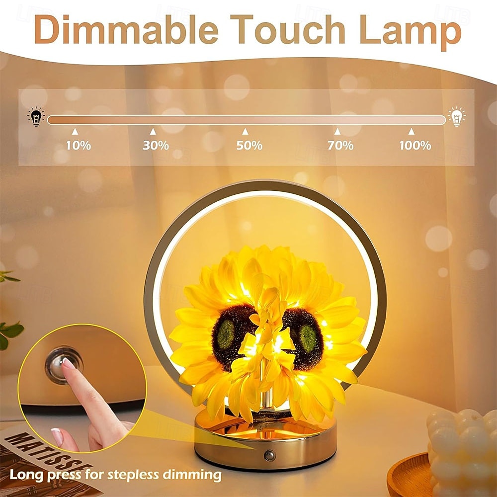 Sunflower Birthday Gifts for Women Mom,Sunflowers Flower Touch Lamp,Rechargeable Cordless 3 Way Dimmable Small Night Light for Living Room,Bedroom,Office Home Decor Thank You Gifts 2026 - $61.99 –P2