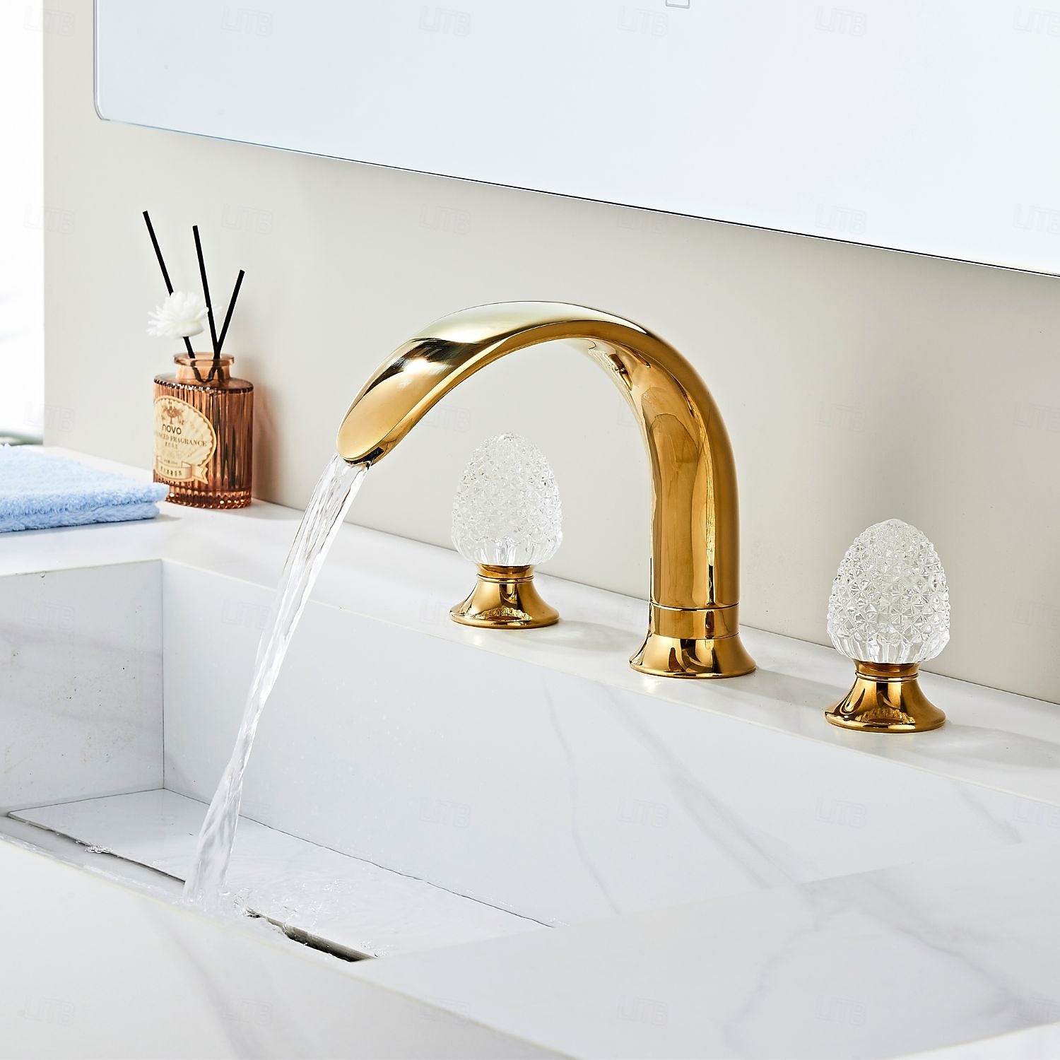 Gold Bathroom Faucet 360° Three Holes Widespread Crystal Handle Bathroom Sink Faucets Retro Vintage Lavatory Vanity Faucet 2026 - $292.19 –P1