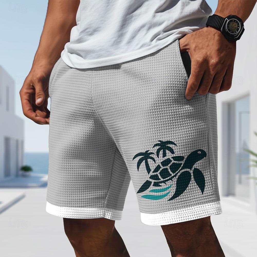 Hombre tortugas Criaturas del mar Pantalones cortos de gofres Pantalones cortos casuales Pantalones cortos texturizados Media cintura Hawaiano Diario Vacaciones Cintura elástica con cordón Pantalones 2026 - $22.99 –P5