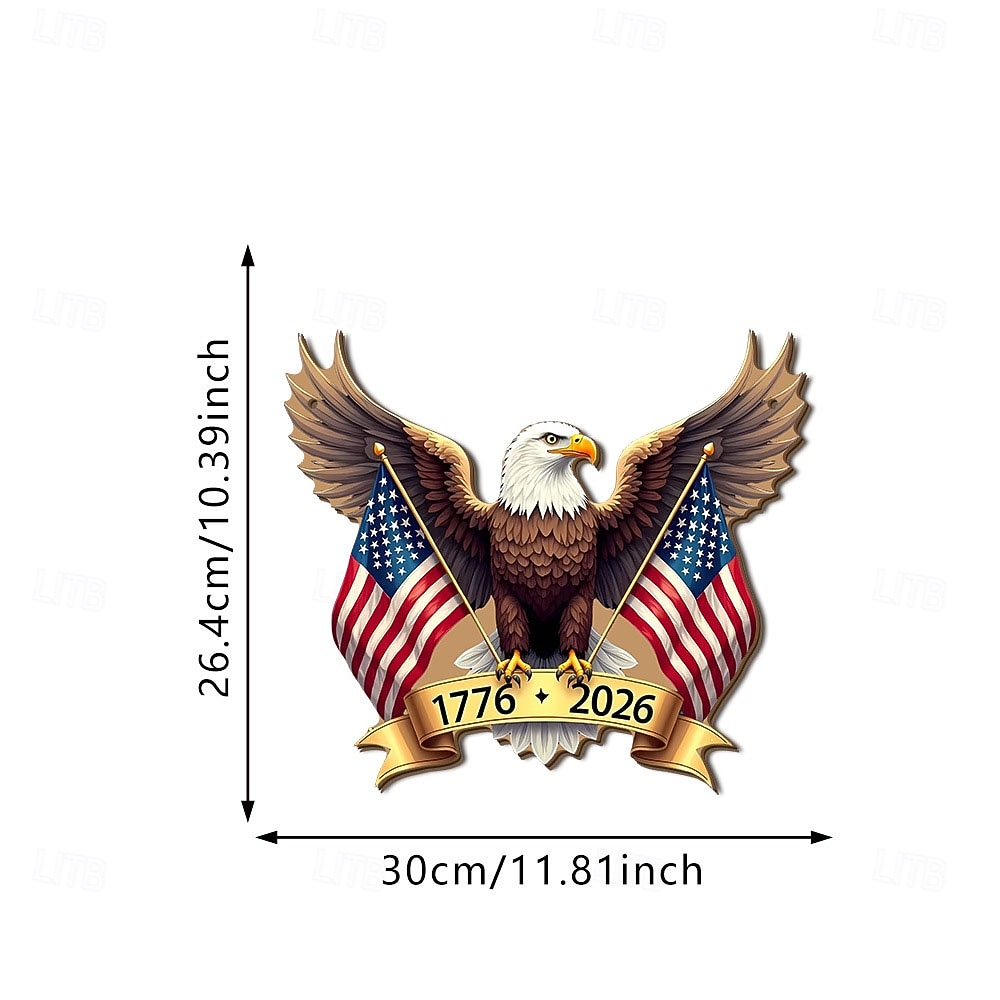 Letrero de madera para puerta conmemorativo del 250.º aniversario de la Independencia de Estados Unidos, estrellas blancas y rojas. &Decoración de la puerta principal con rayas blancas y lazo 2026 - $16.99 –P15
