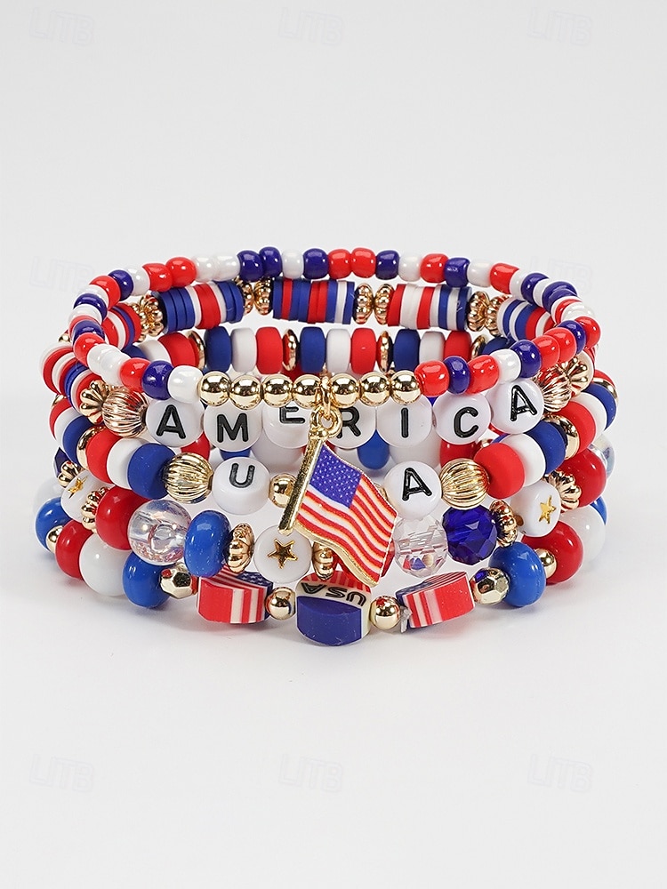 Damen-Armbandset in Flaggenfarben, stapelbarer Fächerschmuck aus Legierung in verschiedenen Länderdesigns für Fußballspiele, Teamunterstützung, lässige Alltagskleidung und Spieltagsoutfits. 2026 - E£512.24 –P12