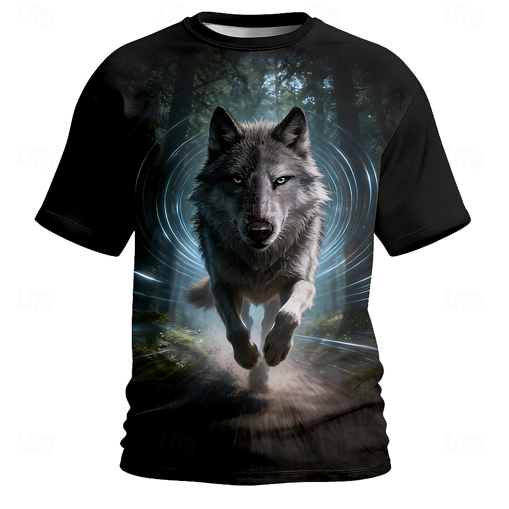 T-shirt homme à manches courtes et col rond, imprimé intégral, coupe classique, style streetwear décontracté, motif loups en mouvement, inspiration fantasy cyberpunk. Tailles : S, M, L, XL, XXL, XXXL. de 2026 ? $22.99 –P2
