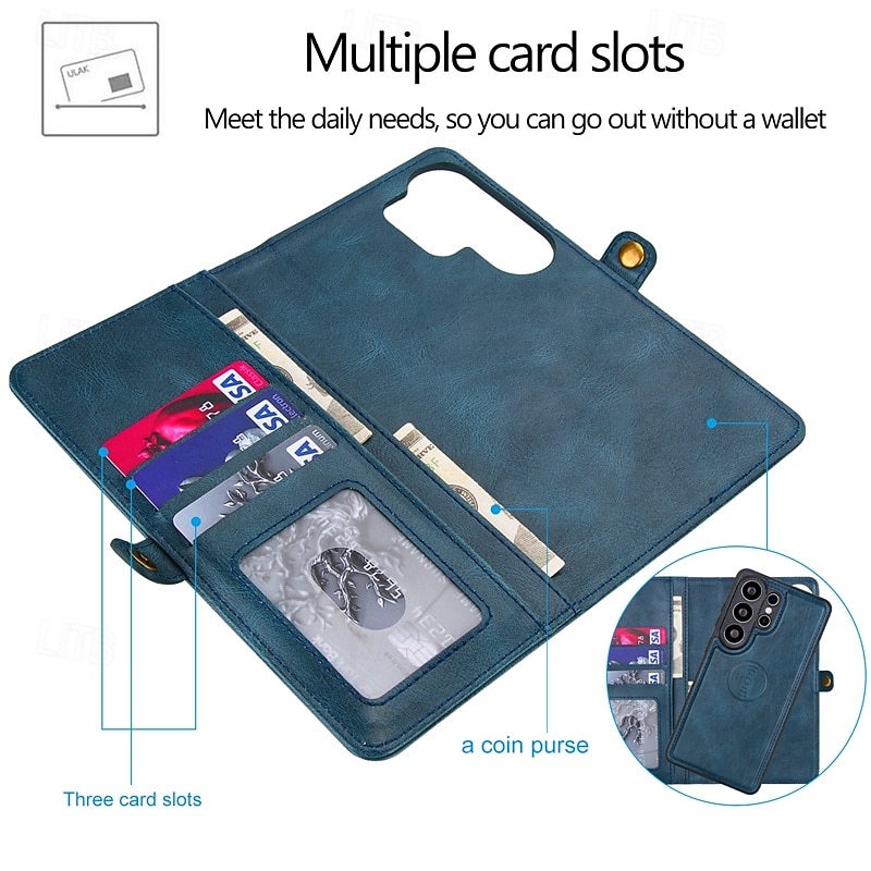 Phone Case For Samsung Galaxy S26 S26 Plus S26 Ultra Wallet Case Detachable Magnetic Full Body Protective Retro PU Leather 2026 - $24.99 –P3