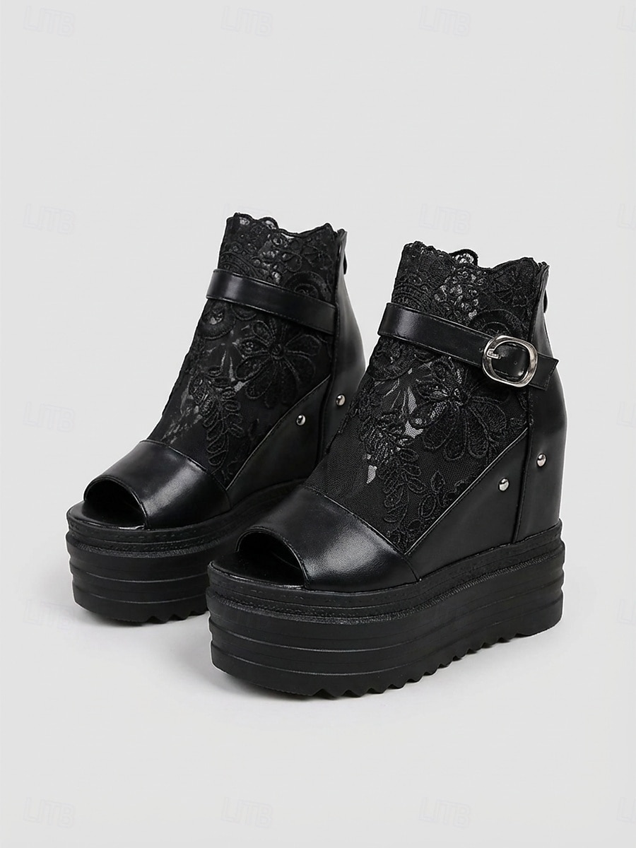 damskie białe koturny na platformie z odkrytymi palcami – stylowe buty ślubne na miejskie wesela 2026 - $34.99 –P5