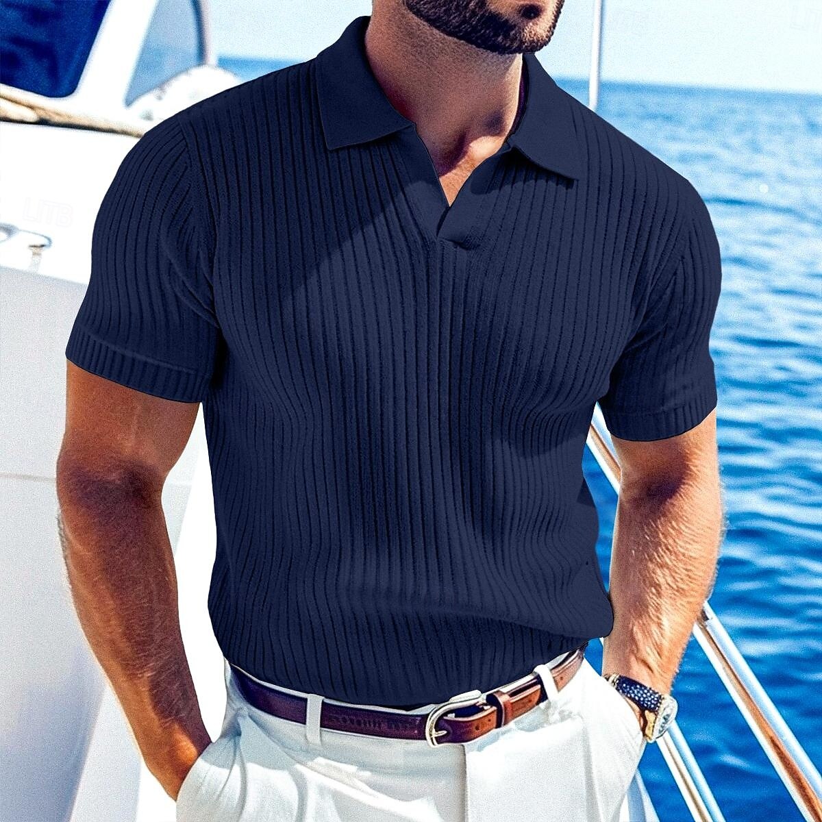 Per uomo Top a Maglia a Coste Polo da Golf Casuale Lavoro Bavero Colletto Polo a Coste Manica Corta Essenziale Moderno Tinta unica Bottoni Lavorato a maglia Primavera & Estate Tutte le stagioni del 2026 a $16.49 –P11
