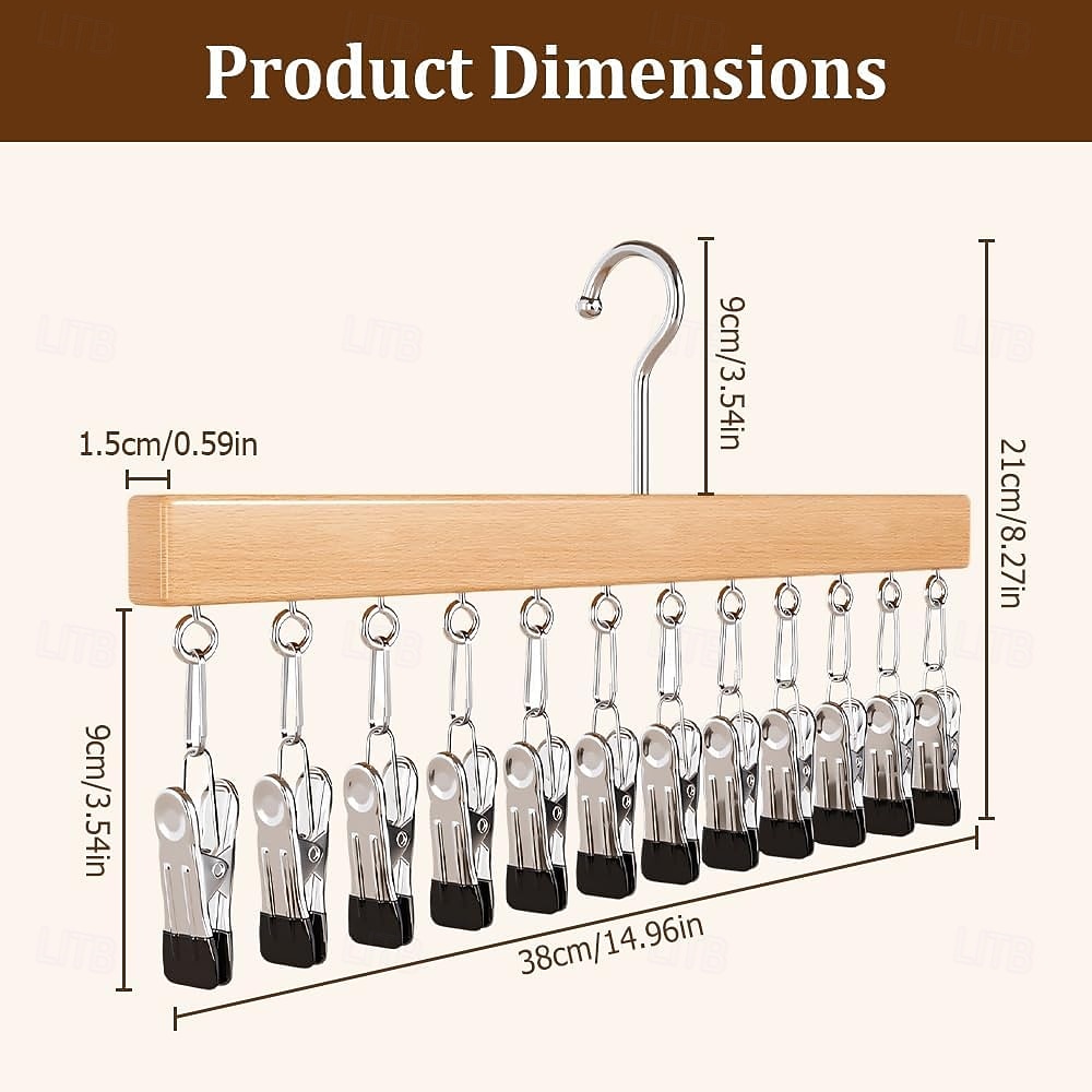 garderobsorganisatör med 12 klämmor, platsbesparande hängande garderobsorganisatör, platsbesparande mössa, halsduk, klädnypor för jeans, kjolar, strumpor, byxgalgar med klämmor 2026 - $9.99 –P2