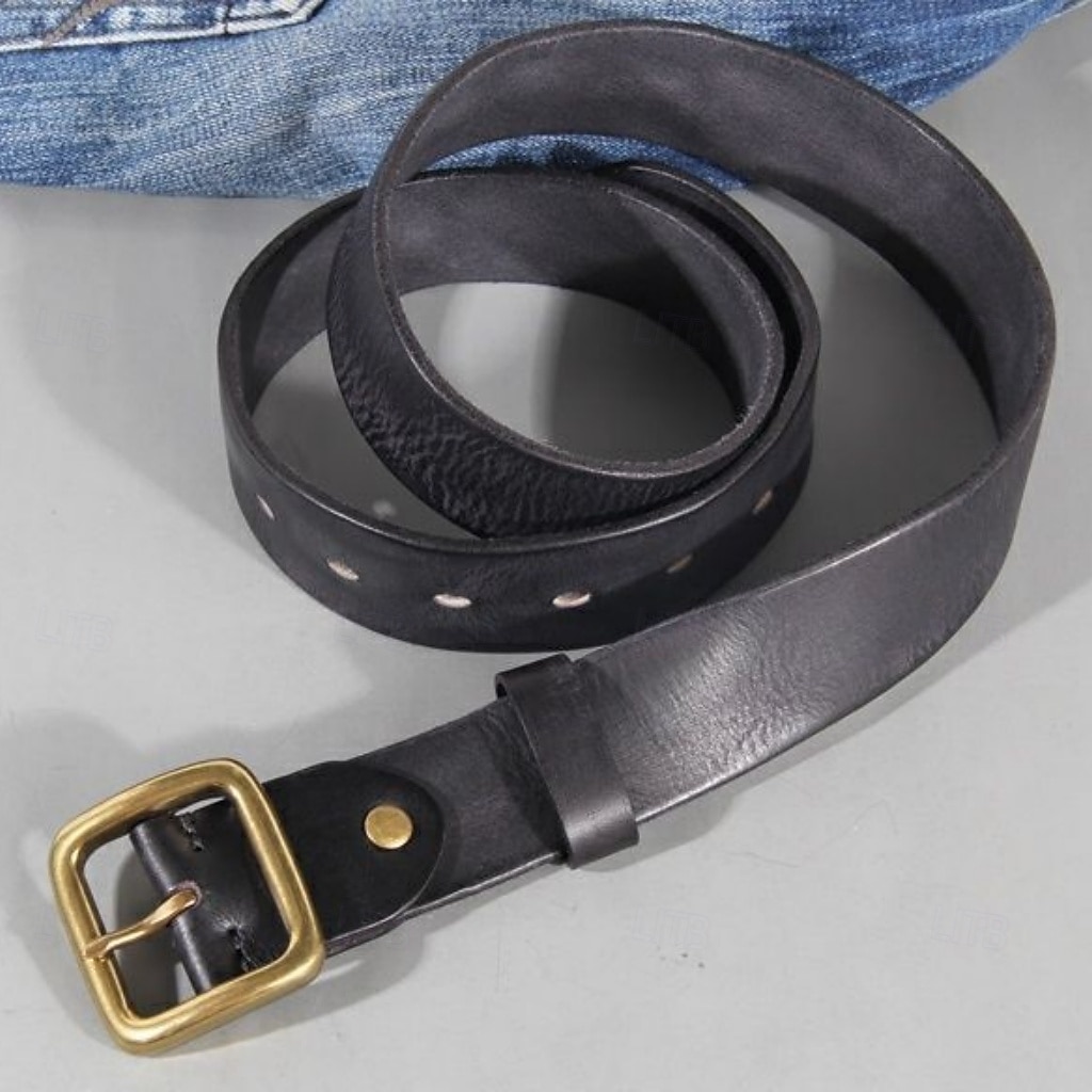 Hombre Cinturón Hebilla automática Cobre Cuero Vintage Ropa de calle Ocio Color sólido Rojo tinto Negro Diario Exterior Negocio Formal Cinturón de Cintura 2026 - $43.99 –P9