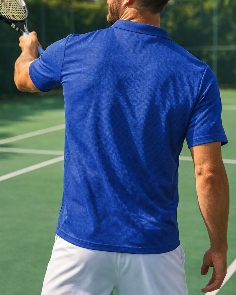 Bărbați Mată Tricou sport Tricou POLO Cămașă de tenis Tee de tenis Manșon scurt Uscare rapidă Elastic Confortabil la umezeală Respirabil Tenis Alergat Încălțăminte de golf Răsfrânt Cămașă Kaki Negru 2026 - $22.99 –P3