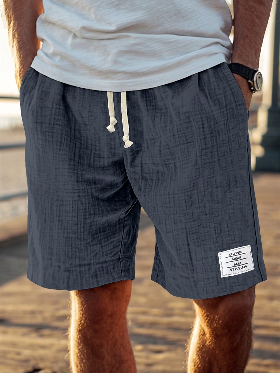 Pánské Kraťasy Letní šortky Plážové šortky Neformální šortky Šňůrky Elastický pas Pevná barva S texturou Pohodlné Délka kolen Denní Venkovní Streetwear Módní Retro Vodní modrá Černá Lehce elastické 2026 - $25.99 –P10
