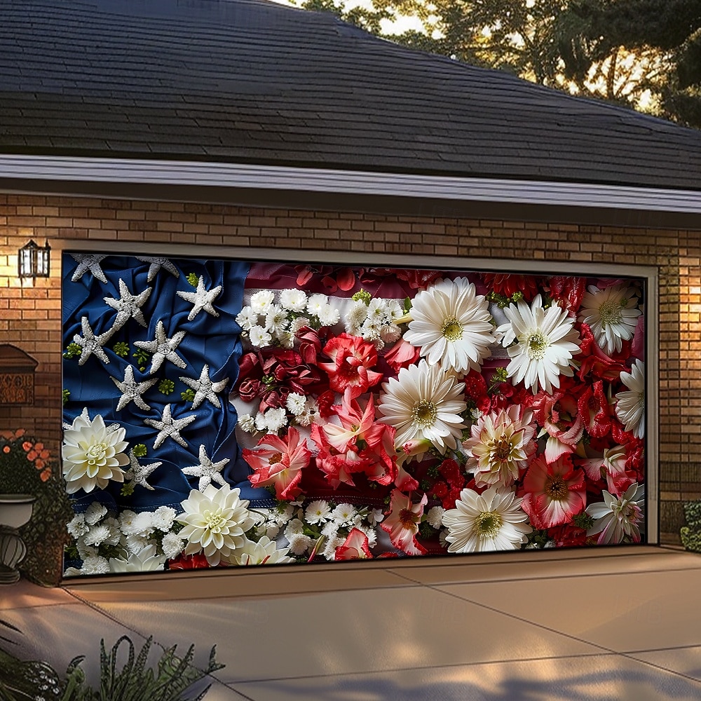 4 de julio de 2026 250° Día de los Caídos Tapiz Cubierta de Puerta de Garaje Gran Fondo Colgante Bandera Americana Vintage 3D Fiesta Patriótica Al Aire Libre Fondos de Tiro Decoración de Hogar 2026 - $59.99 –P2