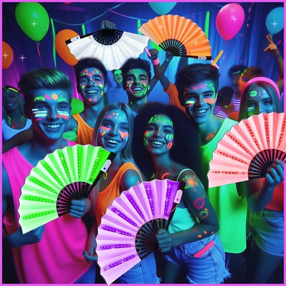 10 hüvelykes világító ventilátor, világító és színes, összecsukható ventilátor, bár, trambulin, éjszakai klub, parti, színpad, hangulatkellékek, kis éjszakai fények, dekoratív lámpák 1 db 2026 - $16.49 –P1