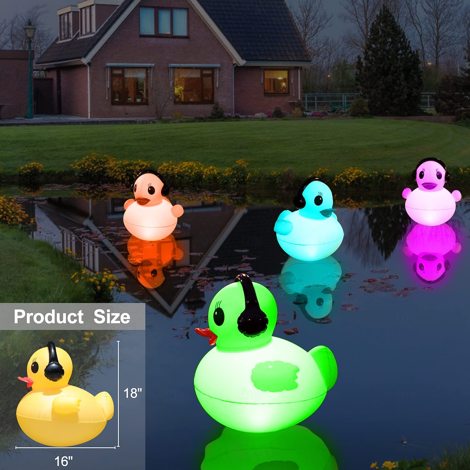 1 Pc Outdoor Solar Waterproof Inflatable PVC Duck Pool Light, Decorative LED Lamp for Garden, Yard, Lawn, Pond, Patio – Summer, Party & Beach Ambient Landscape Lighting 2026 - $30.99 –P5