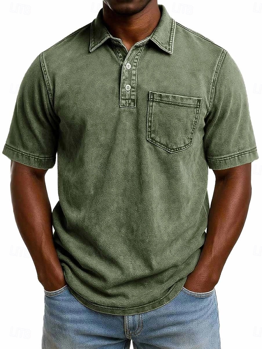 SoftFade™ Miesten Happopesu Paita Puuvilla Polo Paita Rentoa Lomaa Kauluskaveri Värikästä Polo Kaulusta Lyhythihainen Muoti Perus Yksinkertainen Vintage Haalistunut Kesä Kevät Normaalimallinen Musta 2026 - $31.99 –P8