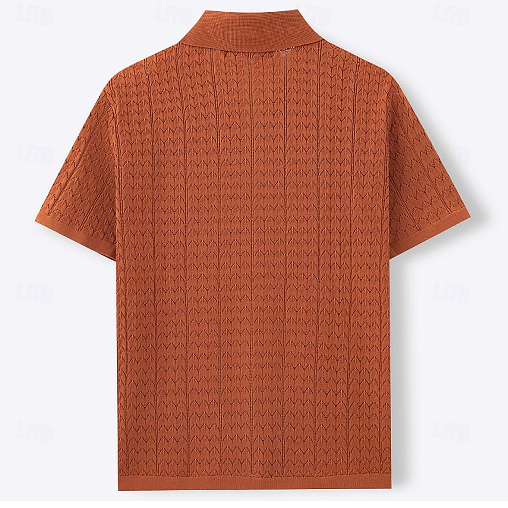 Homens Camisa Social Camisa casual camisa de botão Camisa Jacquard Azul Marinho Escuro Marron Caqui Manga Curta Tecido Colarinho de Camisa Casual Diário Botões Roupa Elegante Moda Casual de 2026 por $31.99 –P4
