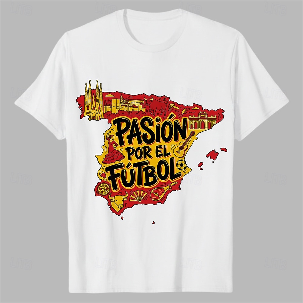2026年 2026年ワールドサッカーマッチ セット グラフィックTシャツ ヴィンテージ サッカー スペインサッカーファン Tシャツ のために 男女兼用(儿童不要选这个) 成人 3Dプリント  のために 日常 スポーツ・アウトドア  コレクション – kr.186 –P1