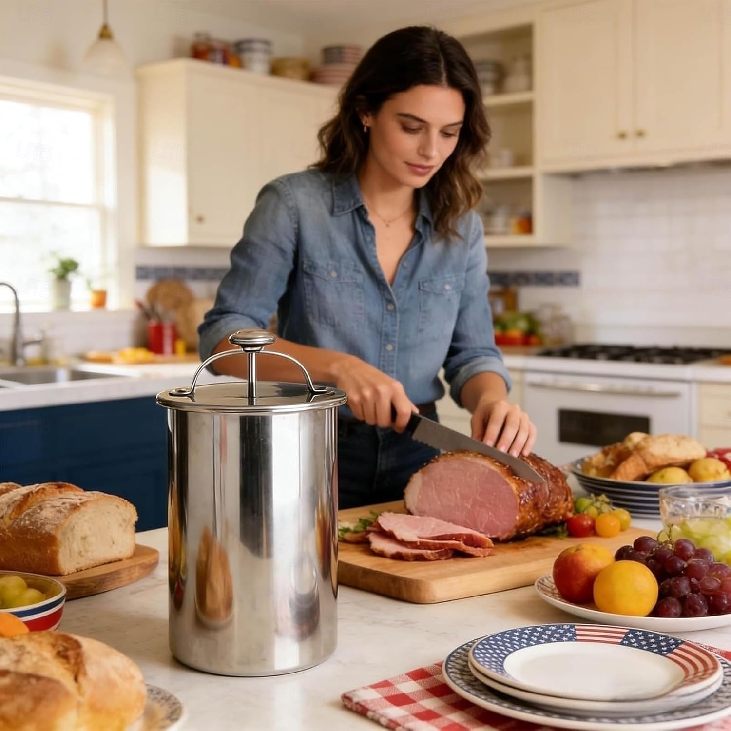 skinkpressform för att göra hemlagad köttpress, köttpresskokare i rostfritt stål, skinkpress med termometer, köttpress för lunch 2026 - $31.99 –P6