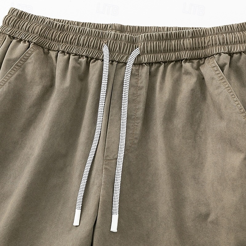 SoftFade™ Calças Masculinas Calças Casuais 100% Algodão Calças Largas Calças Lavadas em Ácido Com Corda Perna Larga Cor Sólida Conforto Comprimento Total Casual Diário Moda de Rua Fashion Retro de 2026 por $31.99 –P2